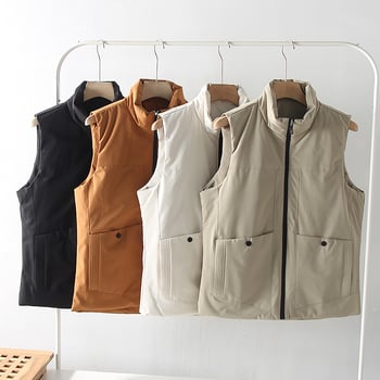 Férfi down mellény kacsa tollal, csíkos mintázat, álló gallér, dupla patentos záródás, karcsú fazon, poliészter anyag, hétköznapi viselet ősszel 2024