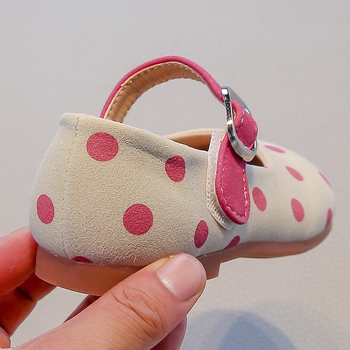 Pantofi de dans pentru copii, PU slip-on pentru fete, talpă moale, imprimeu cu buline, stil lejer