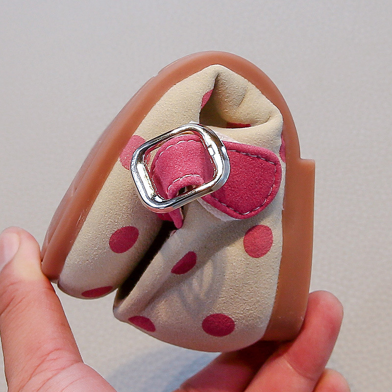 Pantofi de dans pentru copii, PU slip-on pentru fete, talpă moale, imprimeu cu buline, stil lejer