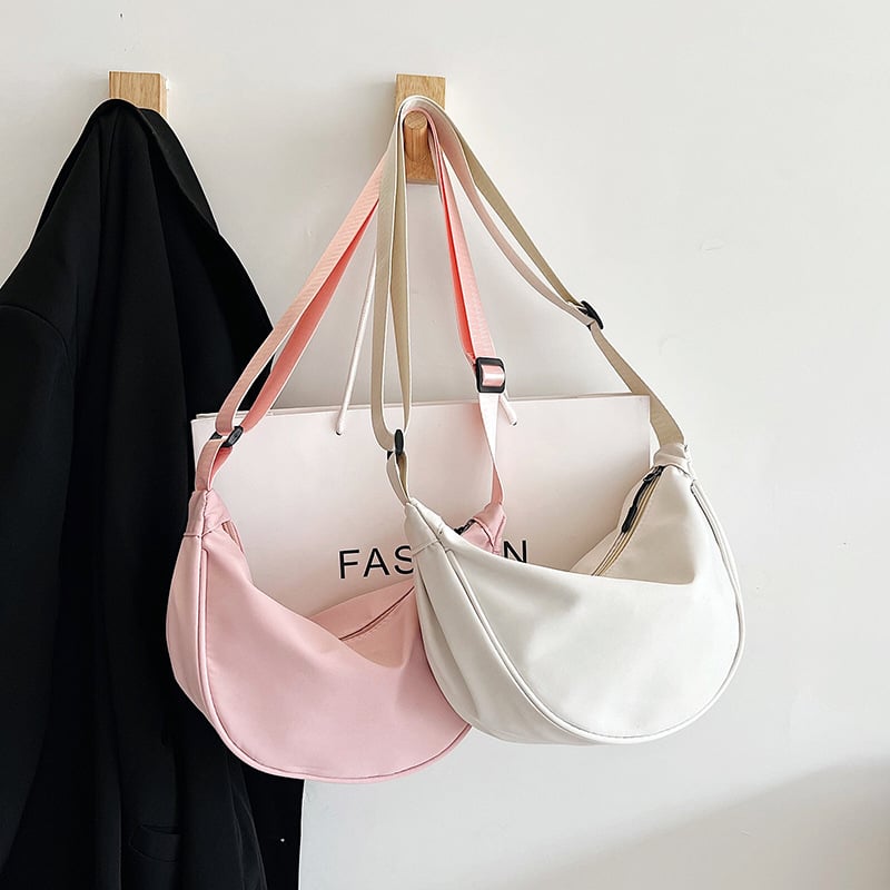 Torba za rameno od najlona, urban stil jednostavnosti, dumpling oblik, zatvarač, unutarnja džep za mobitel