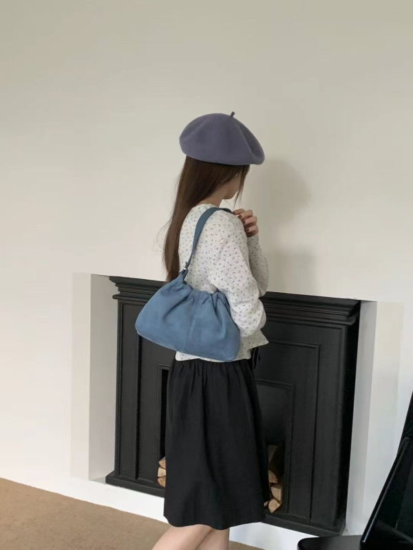 Bucket torba od PU velura, stil ispod pazuha, horizontalni pravokutni oblik, poliester podstava, magnetska kopča