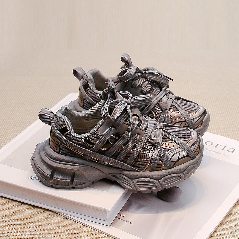 Pantofi sport unisex pentru copii în stil Dad Shoes - partea superioară din piele de vită cu două straturi, talpă din cauciuc, potriviți pentru primăvară, vară și toamnă, ușori și comozi