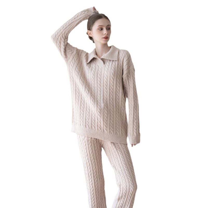 Set kućne odjeće od polu-velura: Cardigan, francuski stil; gustoća 201–250 g/m2; bez ovratnika; dugi rukavi