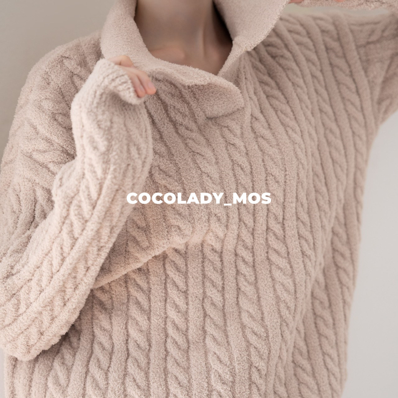 Set kućne odjeće od polu-velura: Cardigan, francuski stil; gustoća 201–250 g/m2; bez ovratnika; dugi rukavi
