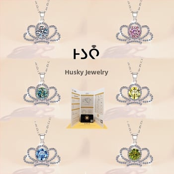 Colier în stil coroană din argint 925 cu pandantiv, lanț O, 3 g, marcă Ha Shi Qi, origine Shanwei