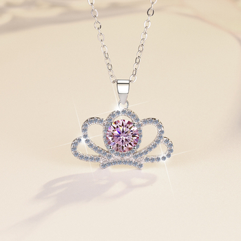 Colier în stil coroană din argint 925 cu pandantiv, lanț O, 3 g, marcă Ha Shi Qi, origine Shanwei