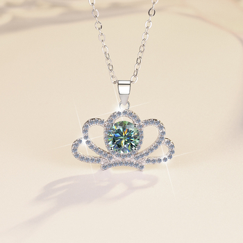 Colier în stil coroană din argint 925 cu pandantiv, lanț O, 3 g, marcă Ha Shi Qi, origine Shanwei