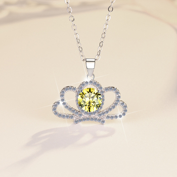 Colier în stil coroană din argint 925 cu pandantiv, lanț O, 3 g, marcă Ha Shi Qi, origine Shanwei