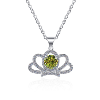 Colier în stil coroană din argint 925 cu pandantiv, lanț O, 3 g, marcă Ha Shi Qi, origine Shanwei