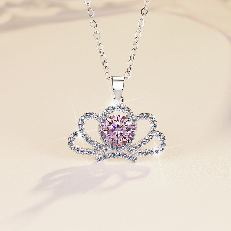 Colier în stil coroană din argint 925 cu pandantiv, lanț O, 3 g, marcă Ha Shi Qi, origine Shanwei