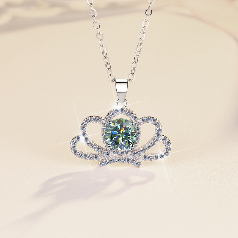 Colier în stil coroană din argint 925 cu pandantiv, lanț O, 3 g, marcă Ha Shi Qi, origine Shanwei