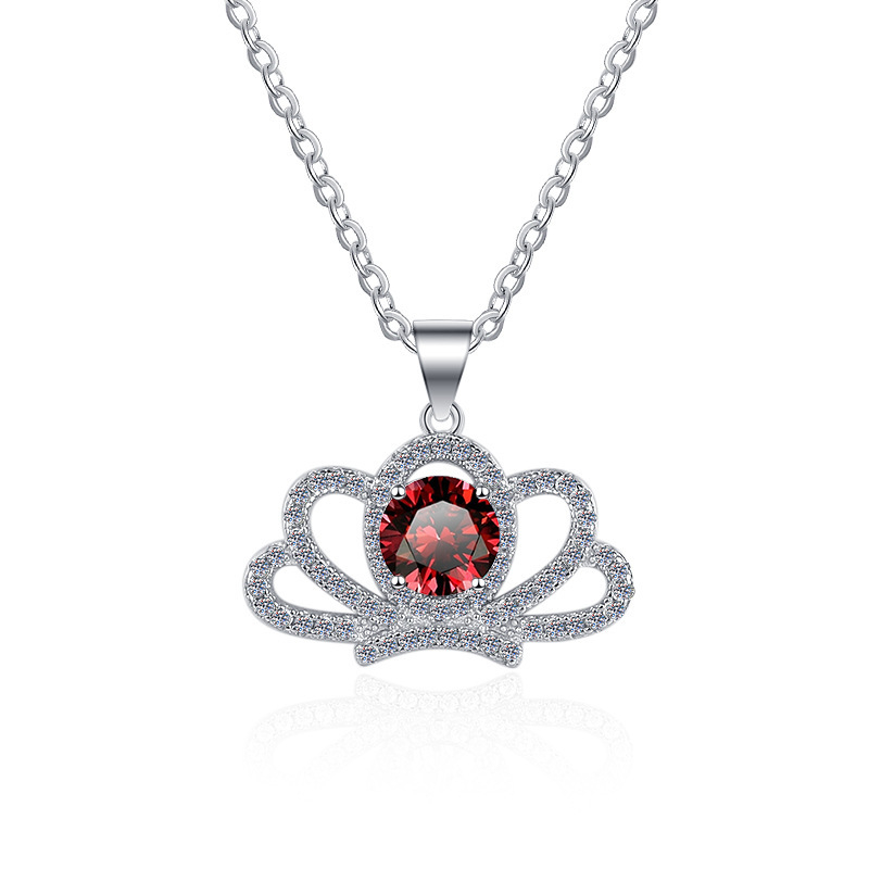 Colier în stil coroană din argint 925 cu pandantiv, lanț O, 3 g, marcă Ha Shi Qi, origine Shanwei