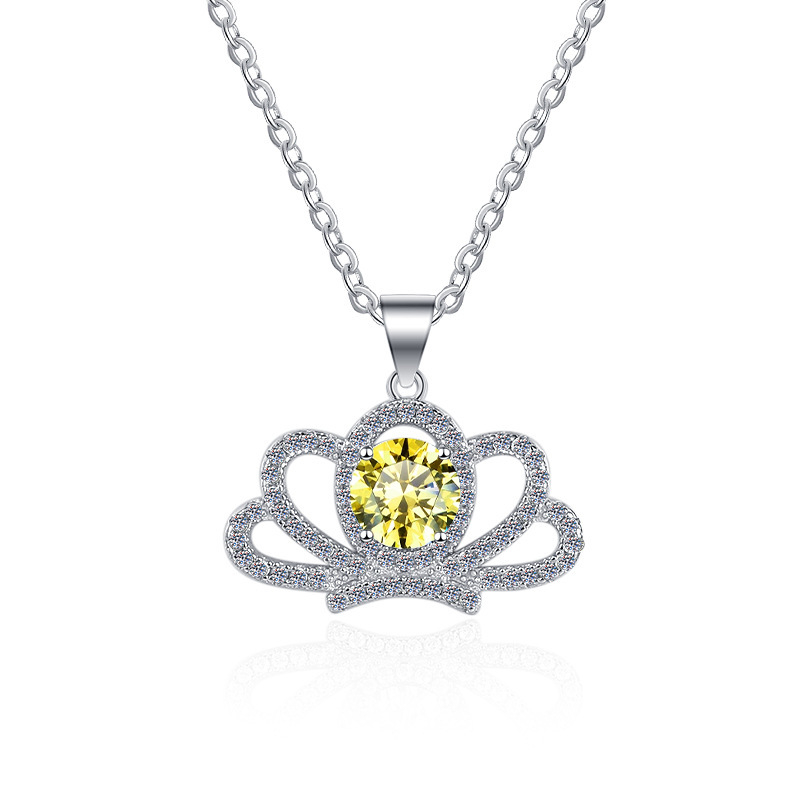 Colier în stil coroană din argint 925 cu pandantiv, lanț O, 3 g, marcă Ha Shi Qi, origine Shanwei