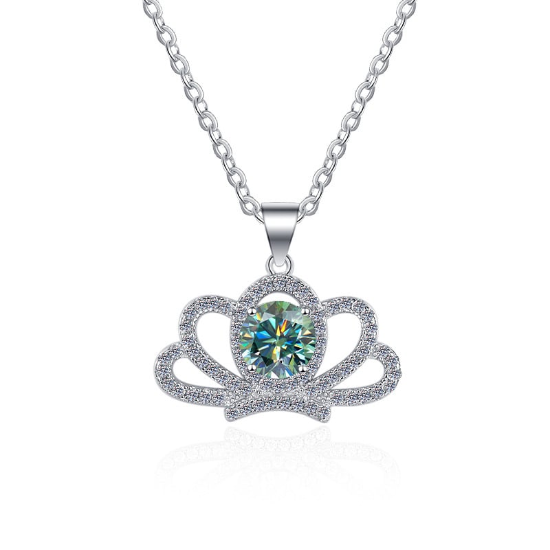 Colier în stil coroană din argint 925 cu pandantiv, lanț O, 3 g, marcă Ha Shi Qi, origine Shanwei