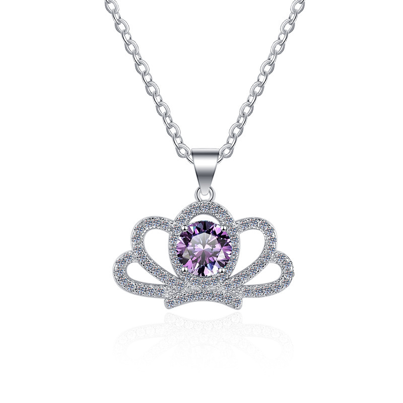 Colier în stil coroană din argint 925 cu pandantiv, lanț O, 3 g, marcă Ha Shi Qi, origine Shanwei