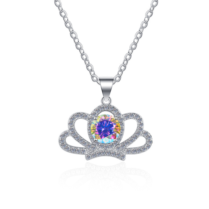 Colier în stil coroană din argint 925 cu pandantiv, lanț O, 3 g, marcă Ha Shi Qi, origine Shanwei