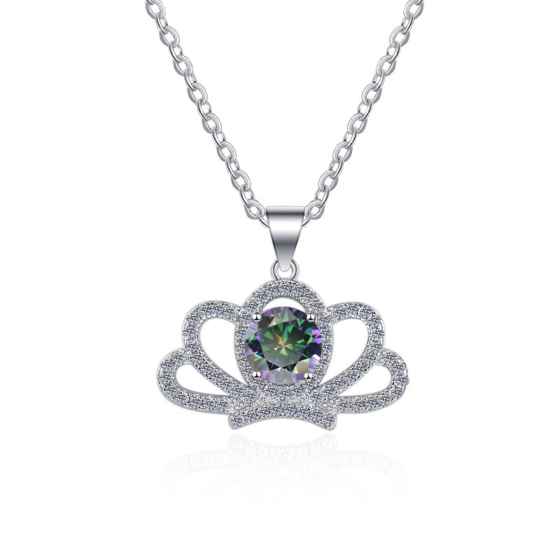 Colier în stil coroană din argint 925 cu pandantiv, lanț O, 3 g, marcă Ha Shi Qi, origine Shanwei