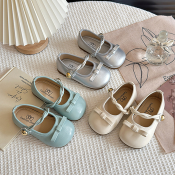 Pantofi de dans pentru copii din PU, cu Velcro, talpă din cauciuc, funda din bandă răsucită – Primăvară-Vară 2025