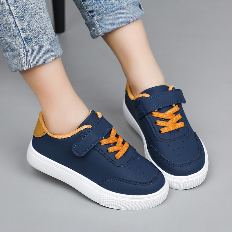 Dječje niske tenisice s Velcro kopčom, unisex, korejskog stila, gornji dio od umjetne kože, gumasta potplata, mrežasti unutarnji dio (umjetna koža; gumasta potplata; Velcro; niski vrh; mrežasti unutarnji dio)