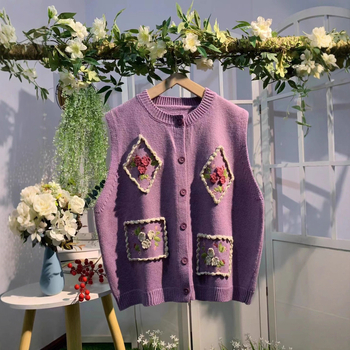 Γυναικείο γιλέκο από βαμβάκι σε δασικό στυλ, φαρδιά γραμμή, στρογγυλό λαιμό, 50–70% περιεκτικότητα βασικού υφάσματος