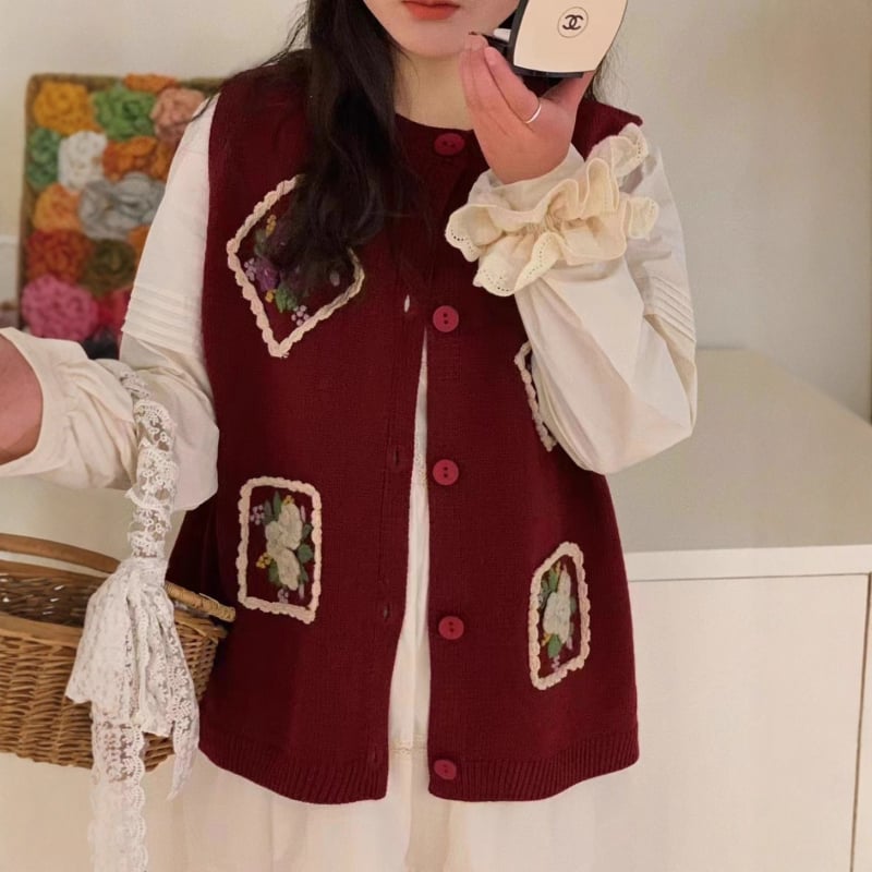 Γυναικείο γιλέκο από βαμβάκι σε δασικό στυλ, φαρδιά γραμμή, στρογγυλό λαιμό, 50–70% περιεκτικότητα βασικού υφάσματος