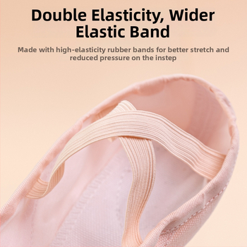 Παιδικά παπούτσια χορού – Καμβά στην επάνω επιφάνεια, Δερμάτινη σόλα, για Μπαλέτο, Μοντέρνο και Τετράγωνο Χορό