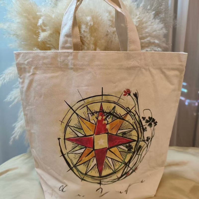 Torba tote od platna Sun Moon and Stars serije – gradski minimalizam, najlonska podstava, vertikalni kvadratni oblik, džep za prijenosno računalo i džep za kameru