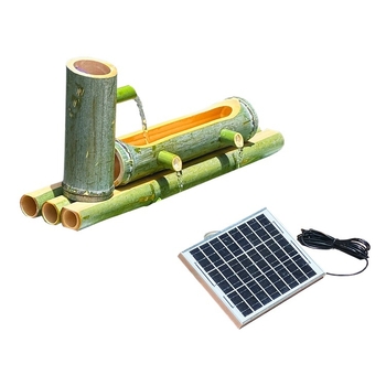 Solarni ukrasni vodeni tok za akvarij s filtracijom i oksigenacijom – plišani materijal, inspiriran bambusom, kameni kanal