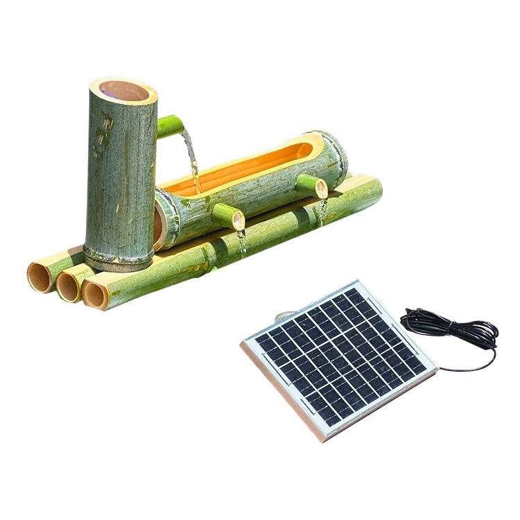 Solarni ukrasni vodeni tok za akvarij s filtracijom i oksigenacijom – plišani materijal, inspiriran bambusom, kameni kanal