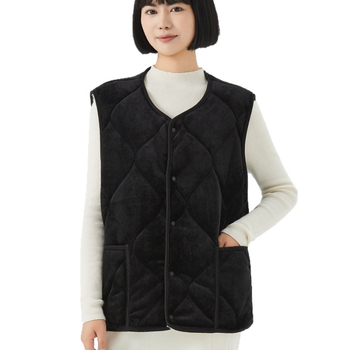 Γιλέκο από μαλλί αρνιού με επένδυση φλίς, καμουφλάζ, μπροστινά κουμπιά, στενή γραμμή, χωρίς γιακά