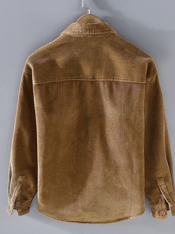 Corduroy Shirt, 100% Cotton Main Fabric, Japanese Vintage Loose Fit, Lapel Collar, Thickened Warmth