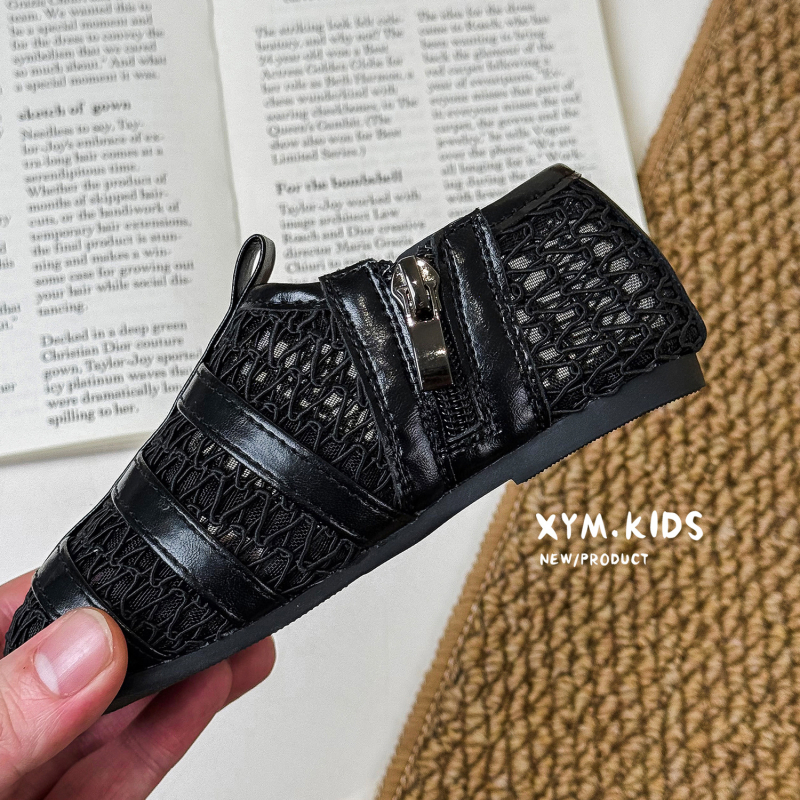 Sandale romane pentru copii, model korean, plasă perforată, vârf închis, Velcro, talpă din cauciuc, respirante, anti-derapare