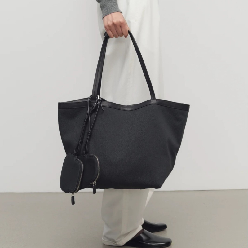 North Poetry Park Tote – Dvostruka platnena torba preko ramena, gradski minimalistički stil, oblik koša (vedro), otvoreni gornji dio, unutarnja džep sa zatvaračem