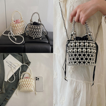 HAONNA bucket bag, gradski minimalistički stil, perlatni materijal, zatvaranje špagom