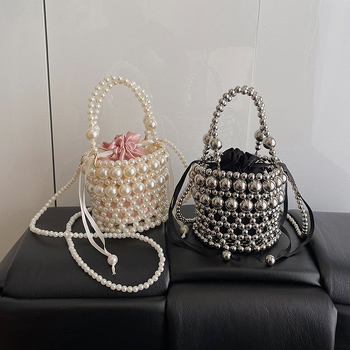 HAONNA bucket bag, gradski minimalistički stil, perlatni materijal, zatvaranje špagom