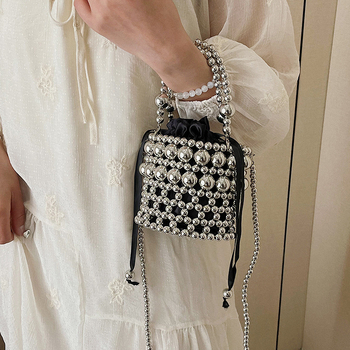 HAONNA bucket bag, gradski minimalistički stil, perlatni materijal, zatvaranje špagom