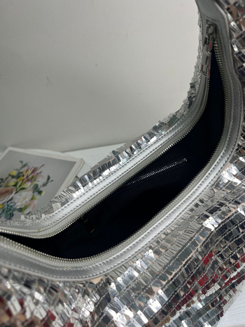 Tote torba sa sequinima, gradski stil, PU materijal, horizontalni kvadratni oblik, zatvarač