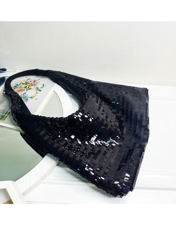 Tote torba sa sequinima, gradski stil, PU materijal, horizontalni kvadratni oblik, zatvarač