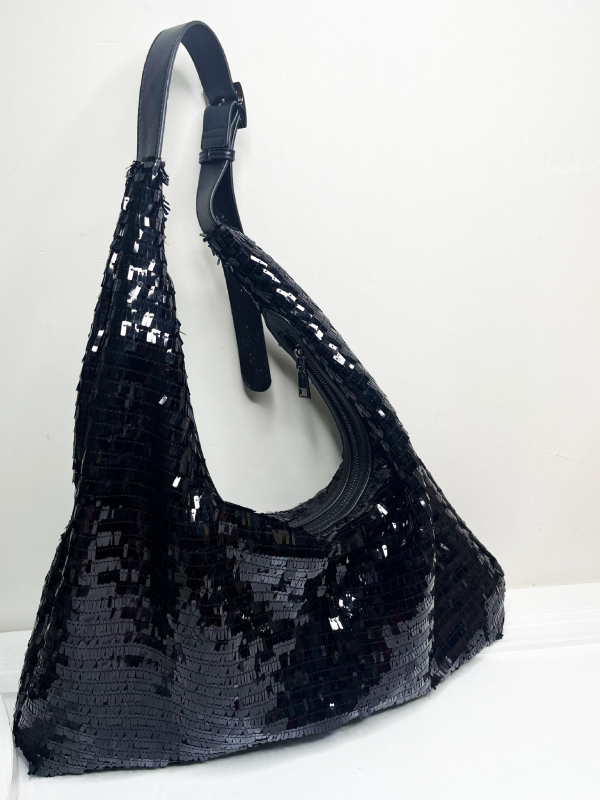 Tote torba sa sequinima, gradski stil, PU materijal, horizontalni kvadratni oblik, zatvarač