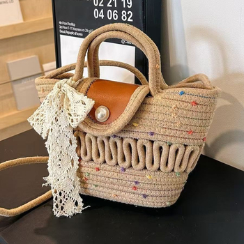 Pletena bucket torba, uličnog stila, magnetska kopča, bez unutarnje podstave, za svakodnevnu upotrebu