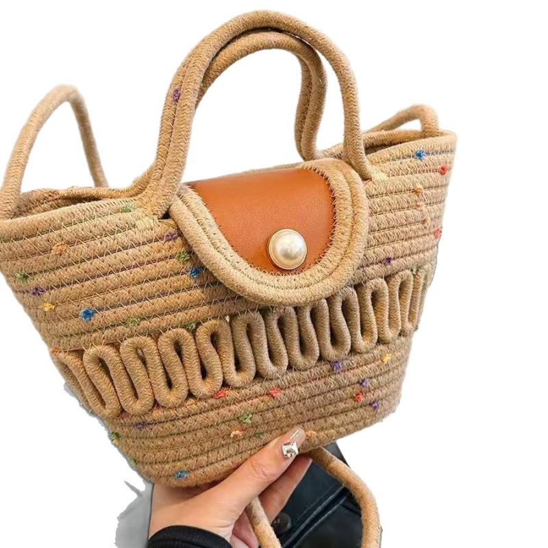 Pletena bucket torba, uličnog stila, magnetska kopča, bez unutarnje podstave, za svakodnevnu upotrebu