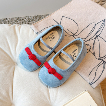 Pantofi de dans pentru fete din PU, cu funda, slip-on, talpă antiderapantă