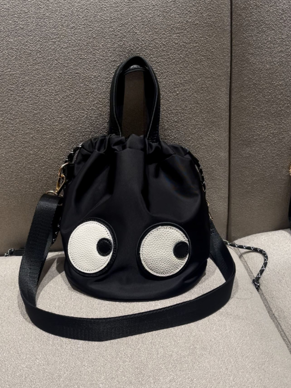 Najlon torba tipa kanta s vrpcom za zatvaranje, poliesterska podstava, unutarnja džep sa zipom, jedna naramenica, svakodnevna crossbody s dizajnom osmijeha dumpling