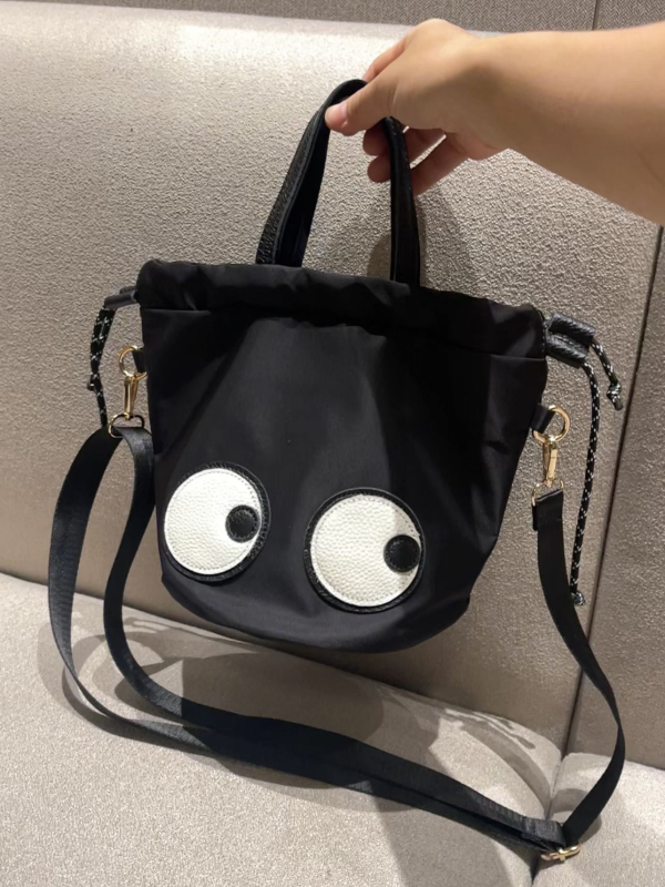 Najlon torba tipa kanta s vrpcom za zatvaranje, poliesterska podstava, unutarnja džep sa zipom, jedna naramenica, svakodnevna crossbody s dizajnom osmijeha dumpling