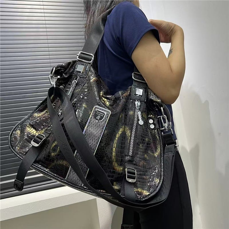 Tote torba s uzorkom zmije, PU koža, street style, veliki kapacitet