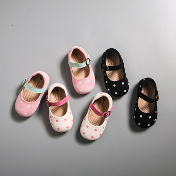 Pantofi Mary Jane pentru fete, cu buline, închidere Velcro, respirabili, profil redus, talpă TPR