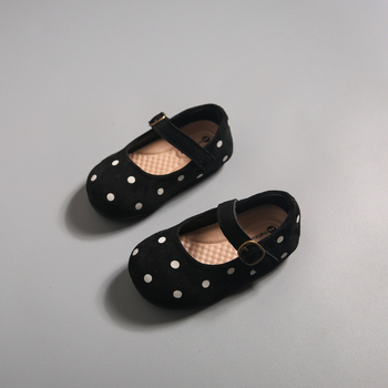 Pantofi Mary Jane pentru fete, cu buline, închidere Velcro, respirabili, profil redus, talpă TPR