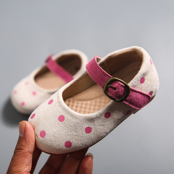 Pantofi Mary Jane pentru fete, cu buline, închidere Velcro, respirabili, profil redus, talpă TPR