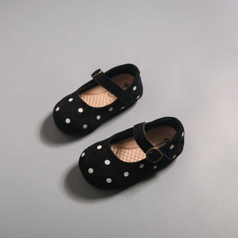 Pantofi Mary Jane pentru fete, cu buline, închidere Velcro, respirabili, profil redus, talpă TPR