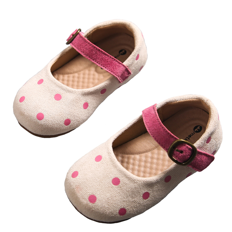 Pantofi Mary Jane pentru fete, cu buline, închidere Velcro, respirabili, profil redus, talpă TPR